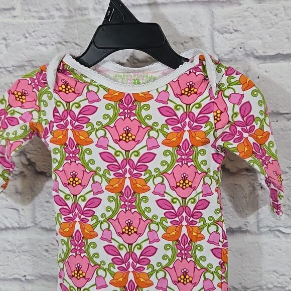 Vera Bradley Baby Footed Coverall Lilli Bell Pink Green Floral Pajama Onesie - Picture 2 of 10